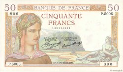 50 Francs CÉRÈS FRANKREICH  1936 F.17.30 VZ