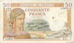 50 Francs CÉRÈS FRANCIA  1937 F.17.33 BC+