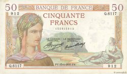 50 Francs CÉRÈS FRANKREICH  1937 F.17.37 SS