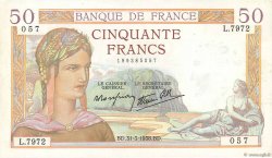 50 Francs CÉRÈS modifié FRANKREICH  1938 F.18.11