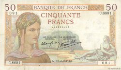 50 Francs CÉRÈS modifié FRANCE  1938 F.18.17 TB+