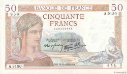 50 Francs CÉRÈS modifié FRANCIA  1938 F.18.18 q.SPL
