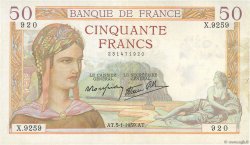 50 Francs CÉRÈS modifié Fauté FRANCIA  1939 F.18.19 MBC