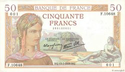50 Francs CÉRÈS modifié FRANCE  1939 F.18.28