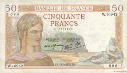 50 Francs CÉRÈS modifié FRANCE  1939 F.18.30 TTB
