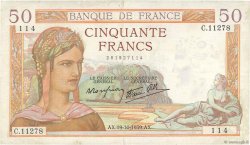 50 Francs CÉRÈS modifié FRANCE  1939 F.18.33 VF