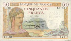 50 Francs CÉRÈS modifié FRANCE  1939 F.18.36 pr.TTB