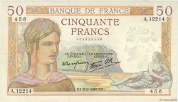 50 Francs CÉRÈS modifié FRANKREICH  1940 F.18.38 VZ