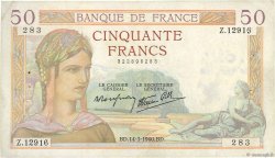 50 Francs CÉRÈS modifié FRANCE  1940 F.18.41
