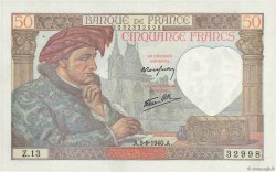 50 Francs JACQUES CŒUR FRANCE  1940 F.19.02 XF