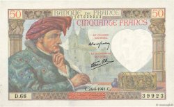 50 Francs JACQUES CŒUR FRANCE  1941 F.19.09 AU+