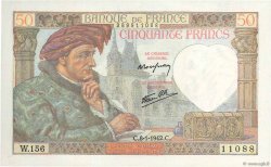50 Francs JACQUES CŒUR FRANCE  1942 F.19.18 AU+