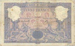 100 Francs BLEU ET ROSE Petit numéro FRANCE  1905 F.21.19 VG