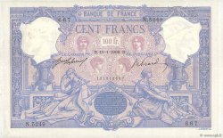 100 Francs BLEU ET ROSE FRANCIA  1909 F.21.24 MB a BB
