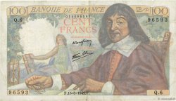 100 Francs DESCARTES FRANCIA  1942 F.27.01 q.BB