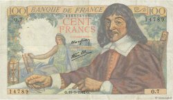 100 Francs DESCARTES FRANKREICH  1942 F.27.01 fSS