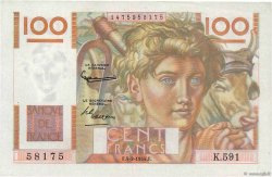 100 Francs JEUNE PAYSAN FRANKREICH  1954 F.28.42 VZ+