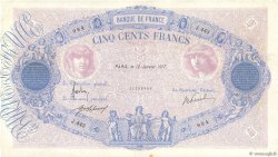 500 Francs BLEU ET ROSE FRANCE  1917 F.30.23 VF