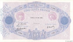 500 Francs BLEU ET ROSE FRANKREICH  1922 F.30.26 fVZ