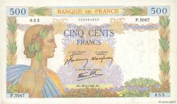 500 Francs LA PAIX FRANCE  1942 F.32.32 pr.SUP