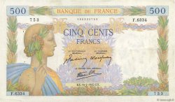 500 Francs LA PAIX FRANCIA  1942 F.32.37 BC+