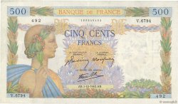 500 Francs LA PAIX FRANCIA  1942 F.32.41 BB