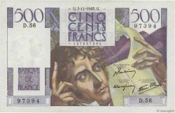 500 Francs CHATEAUBRIAND FRANCIA  1945 F.34.03 EBC