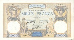 1000 Francs CÉRÈS ET MERCURE type modifié FRANCIA  1938 F.38.23 EBC