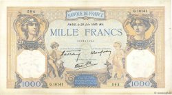 1000 Francs CÉRÈS ET MERCURE type modifié FRANCIA  1940 F.38.49 MBC