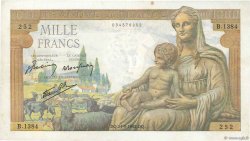 1000 Francs DÉESSE DÉMÉTER FRANCE  1942 F.40.07 VF