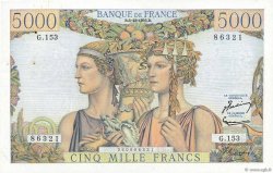 5000 Francs TERRE ET MER FRANKREICH  1956 F.48.12 SS