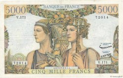 5000 Francs TERRE ET MER FRANCIA  1957 F.48.16 BC+