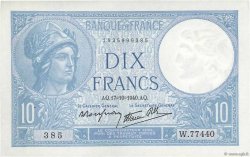 10 Francs MINERVE modifié FRANCIA  1940 F.07.17 q.SPL