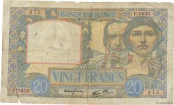 20 Francs TRAVAIL ET SCIENCE FRANCE  1940 F.12.09 G