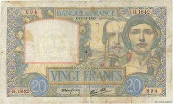 20 Francs TRAVAIL ET SCIENCE FRANCE  1940 F.12.10 B