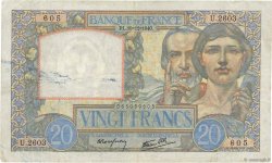 20 Francs TRAVAIL ET SCIENCE FRANCE  1940 F.12.11 TTB