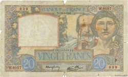 20 Francs TRAVAIL ET SCIENCE FRANCE  1941 F.12.18 B+