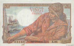 20 Francs PÊCHEUR FRANKREICH  1943 F.13.07 VZ+