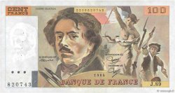 100 Francs DELACROIX modifié FRANCE  1984 F.69.08b VF+