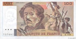 100 Francs DELACROIX imprimé en continu Fauté FRANCE  1990 F.69bis.02e1