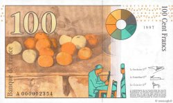 100 Francs CÉZANNE Petit numéro FRANCE  1997 F.74.01 NEUF