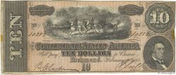 10 Dollars CONFEDERATE STATES OF AMERICA  1864 P.68 F+
