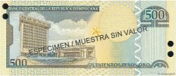 500 Pesos Oro Spécimen RÉPUBLIQUE DOMINICAINE  2002 P.172s1 fST+