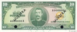 10 Pesos Oro Spécimen RÉPUBLIQUE DOMINICAINE  1964 P.101s2 q.FDC
