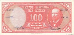 10 Centesimos sur 100 Pesos CHILE  1960 P.127a AU