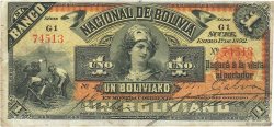 1 Boliviano BOLIVIA  1892 PS.211b BC+