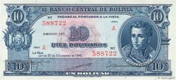 10 Bolivianos BOLIVIA  1945 P.139b SC