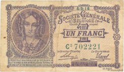 1 Franc BELGIUM  1916 P.086b F