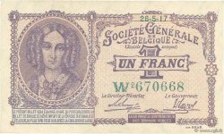 1 Franc BELGIUM  1917 P.086b XF+