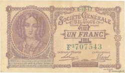1 Franc BELGIEN  1917 P.086b fVZ